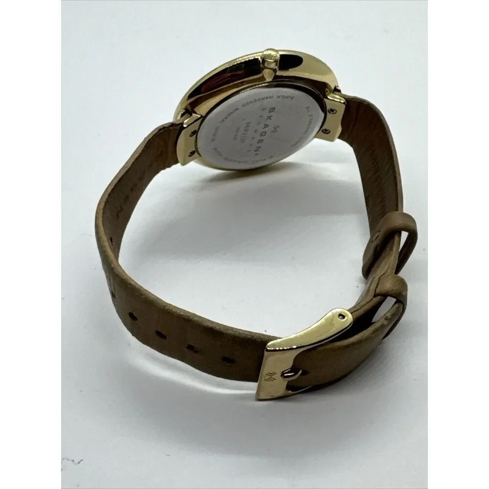 Skagen Gitte SKW2137 Women's Beige Leather Analog Dial Quartz Wrist Watch AEA028